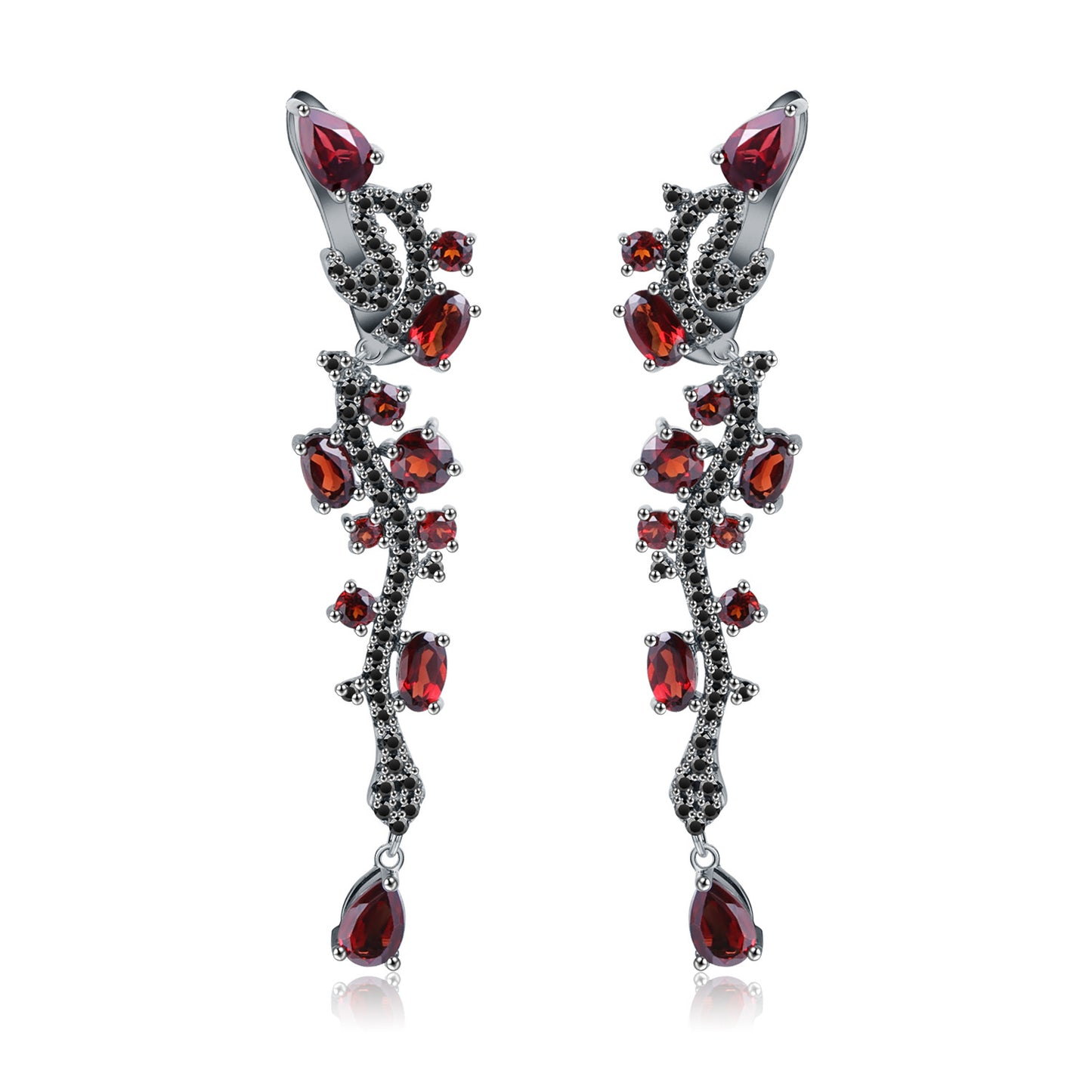 Italian Craft Designer Earrings High-end Jewelry s925Silver Inlaid Natural Garnet Earrings
