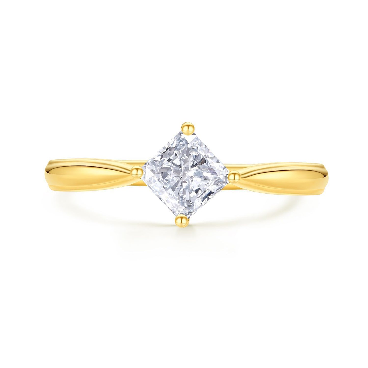 Simple18k Gold Diamond Ring Cultivated Diamond0.7Carat Wedding Ring Princess Cut Single Diamond k Gold Ring for Women, Light Luxury
