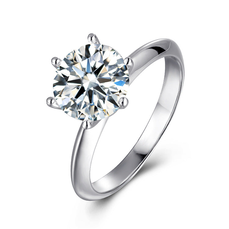GRA Certificate Moissanite Ring for Women Elegant S925Silver Six Claw Inlay1.5/2/3/5Large Carat Moissanite Ring
