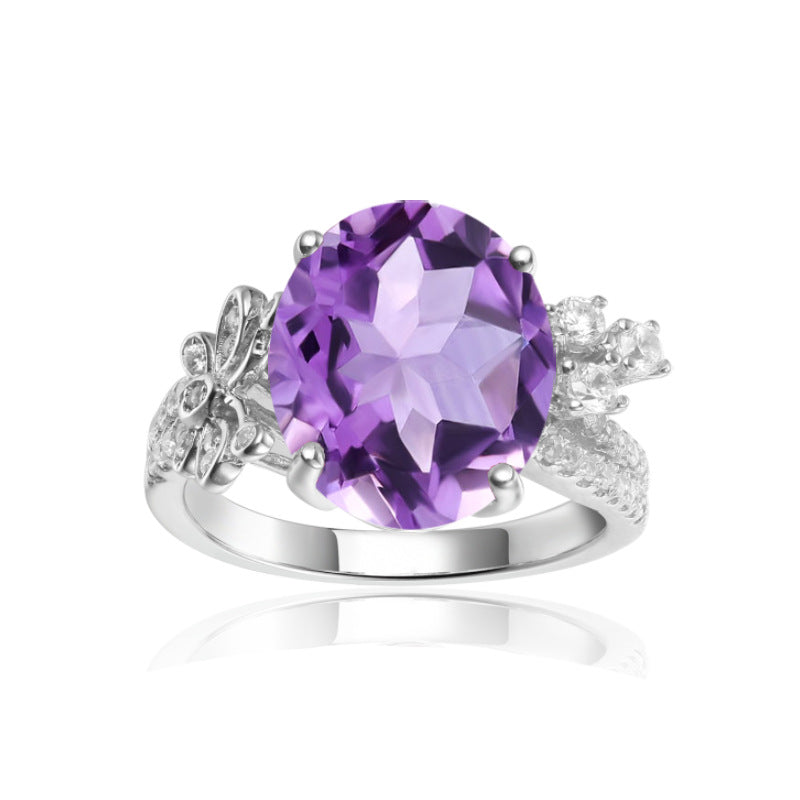 Luxurious Design s925Silver Inlaid Natural Topaz Ring High-end Jewelry Natural Gemstone Ring