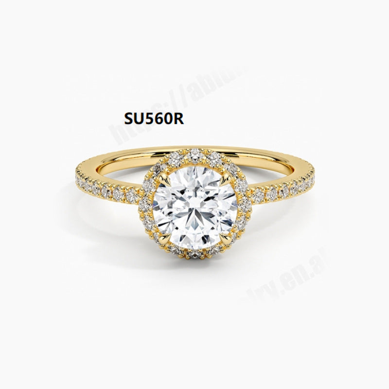 ins Wind9/10/14/18k Gold Ring Inlay1Carat Moissanite Wedding Ring Simple Design