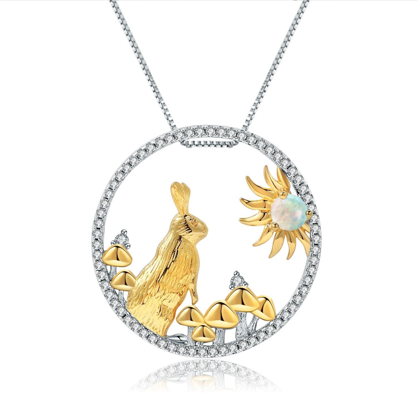 Designer Chinese Style Element Pendant Twelve Zodiac Series Jade Rabbit 925Silver Natural Gemstone Necklace Pendant