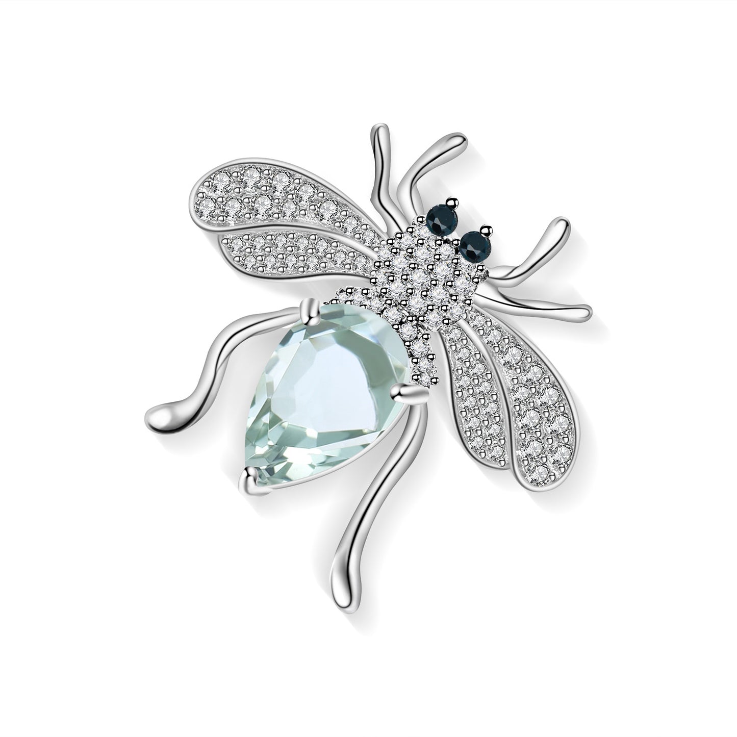 Natural Amethyst Designer Brooch Spider Insect Design s925Sterling Silver Inlaid Natural Gemstone Brooch