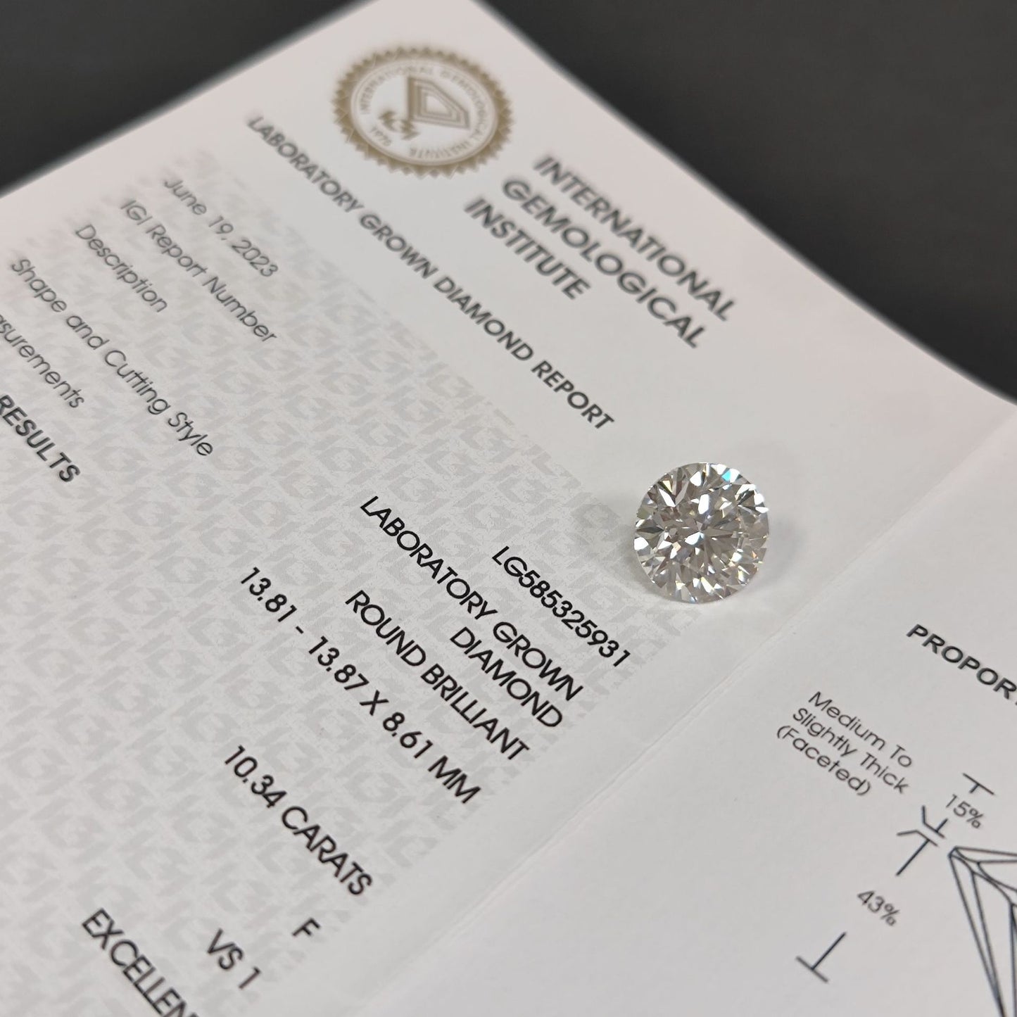 round F Color10Carat Cultivated Diamond CVD Extra Large Loose Stone Wedding Ring Earrings Necklace Ring IGI Lab-grown Diamond
