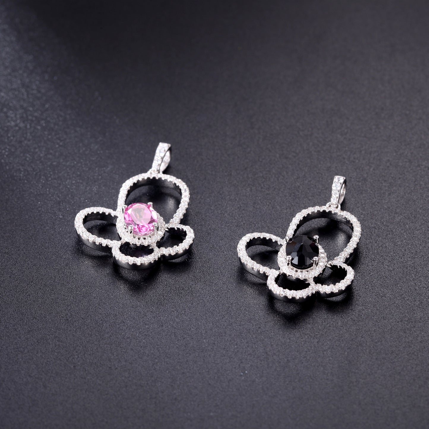 2025New Butterfly Necklace Natural Black Garnet Gift s925Sterling Silver Inlaid Pink Topaz Pendant Sweet