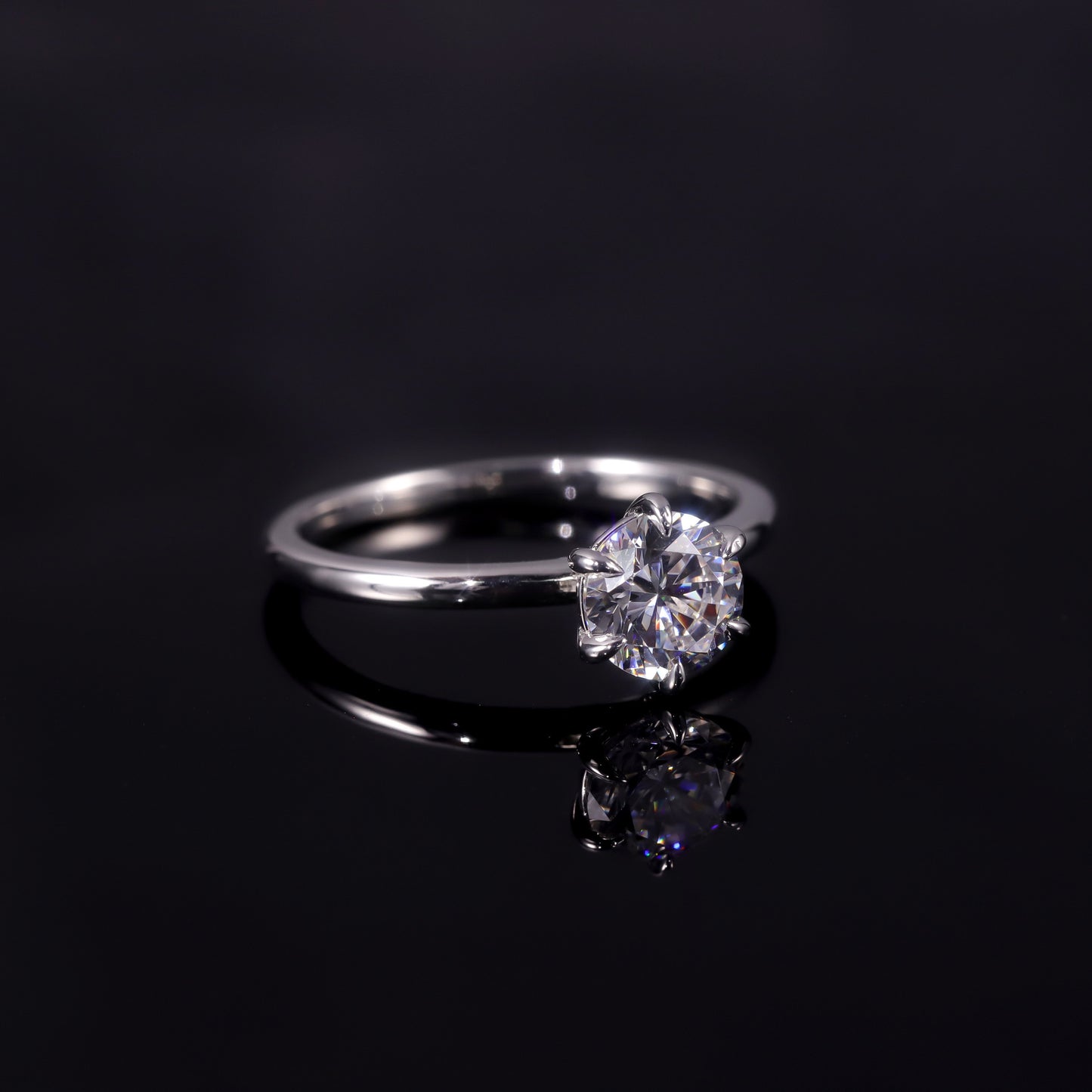 Classic Six-Claw1Carat D Color Diamond Ring for Women Simple Fashion18k Gold Inlaid Cultivated Diamond Ring AU750