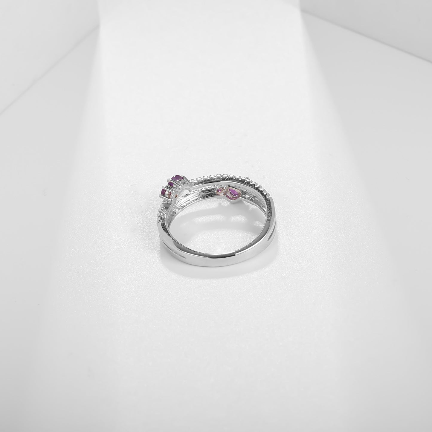Design Sense Light Luxury High-end Natural Amethyst Ring Prosperous Series s925Silver Inlaid Gemstone Ring