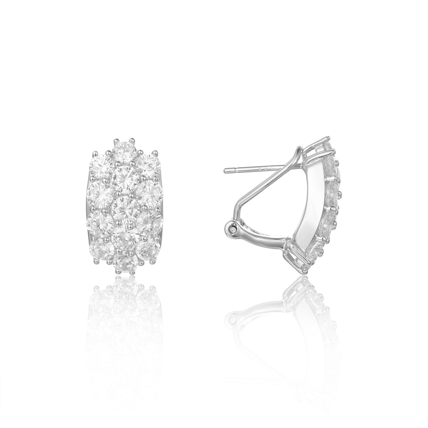 Unique Zircon Earrings with British Clasp, Multiple Gemstone Silver Ear Jewelry s925Sterling Silver Black Garnet Stud Earrings