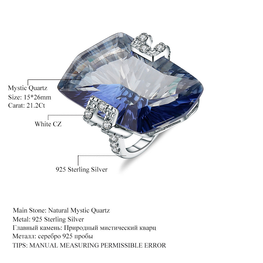 Luxurious High-End Natural Citrine Ring Fashionable Design925Silver Irregular Large Carat Natural Gemstone Ring