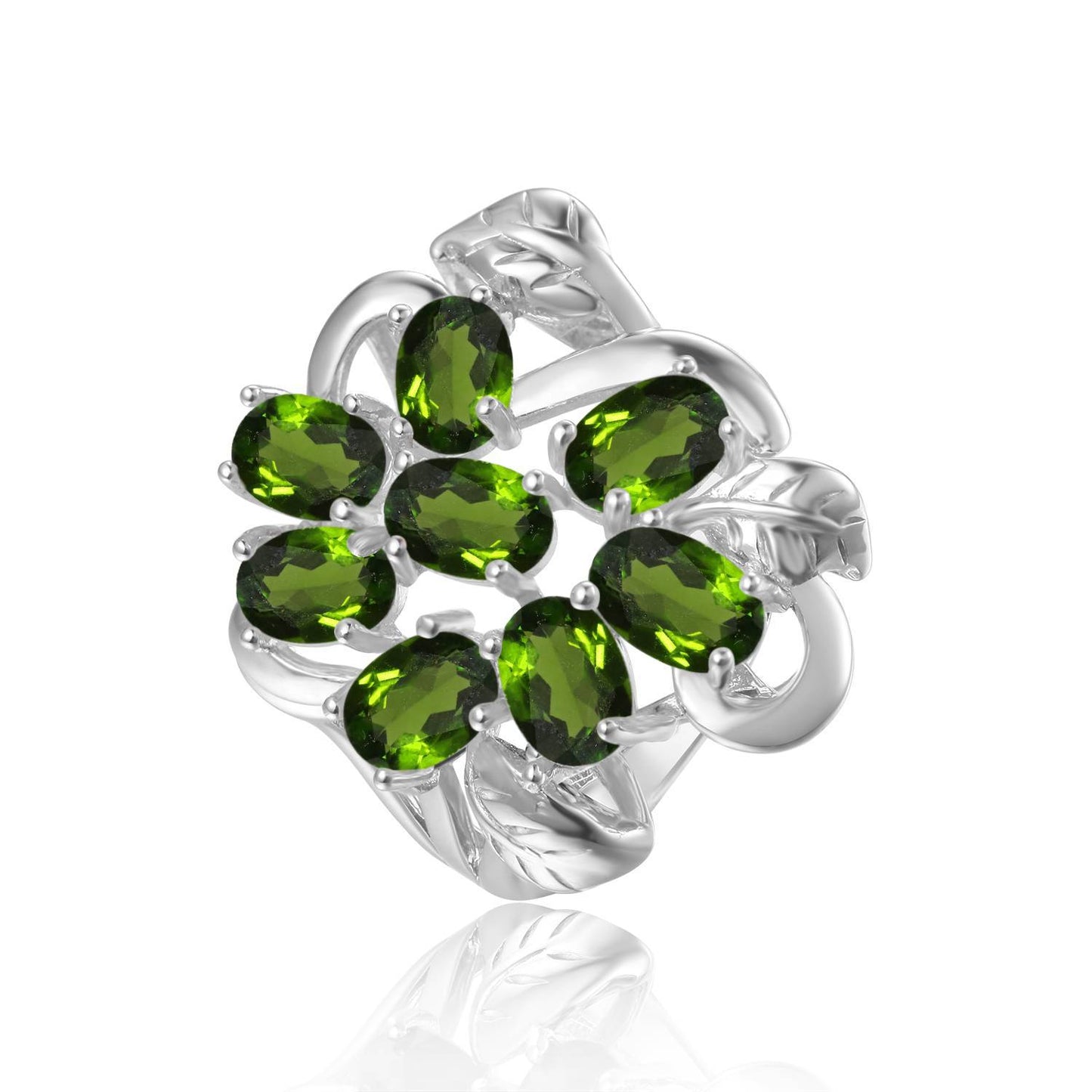 Floral Natural Topaz Garnet Ring Personality s925Silver Translucent Diaspore Gemstone Ring Hot Sale