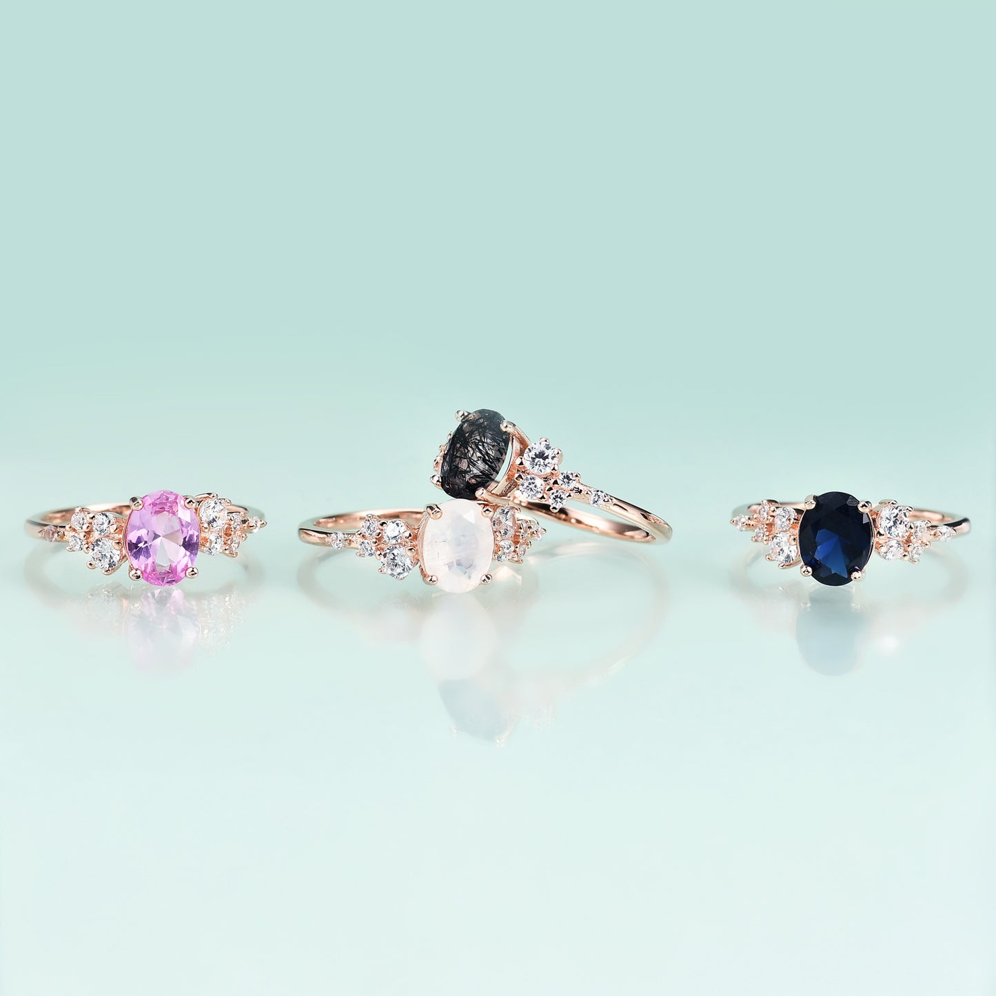 Jewelry S925Sterling Silver Inlaid Pink Corundum Ring Fashionable Simple Luxury Rose Gold Ring
