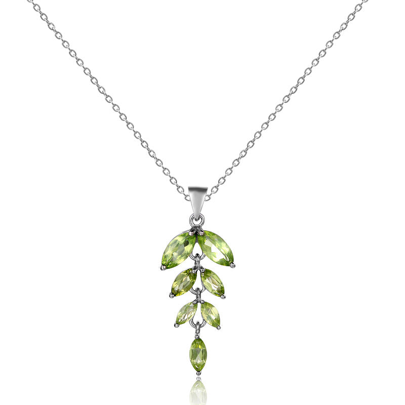 Fashionable Design Stone Necklace Pendant Niche925Sterling Silver Inlaid with Natural Gemstones and Cross Chain Pendant Necklace