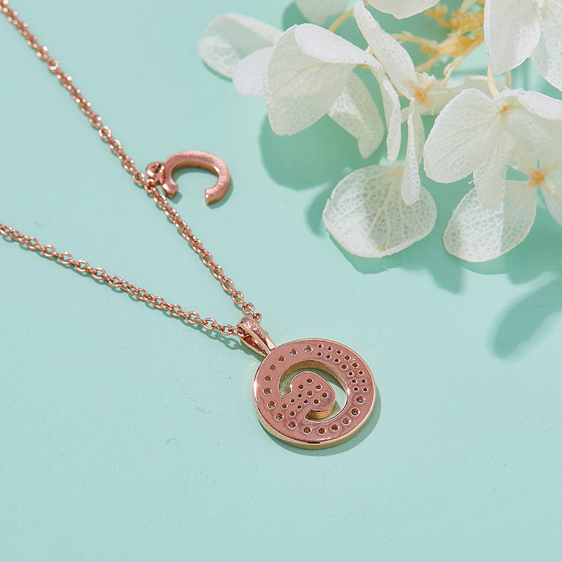 Luxurious Fashion English Letters C Necklace Couple Gift Round Coin s925Sterling Silver Inlaid Moissanite Pendant
