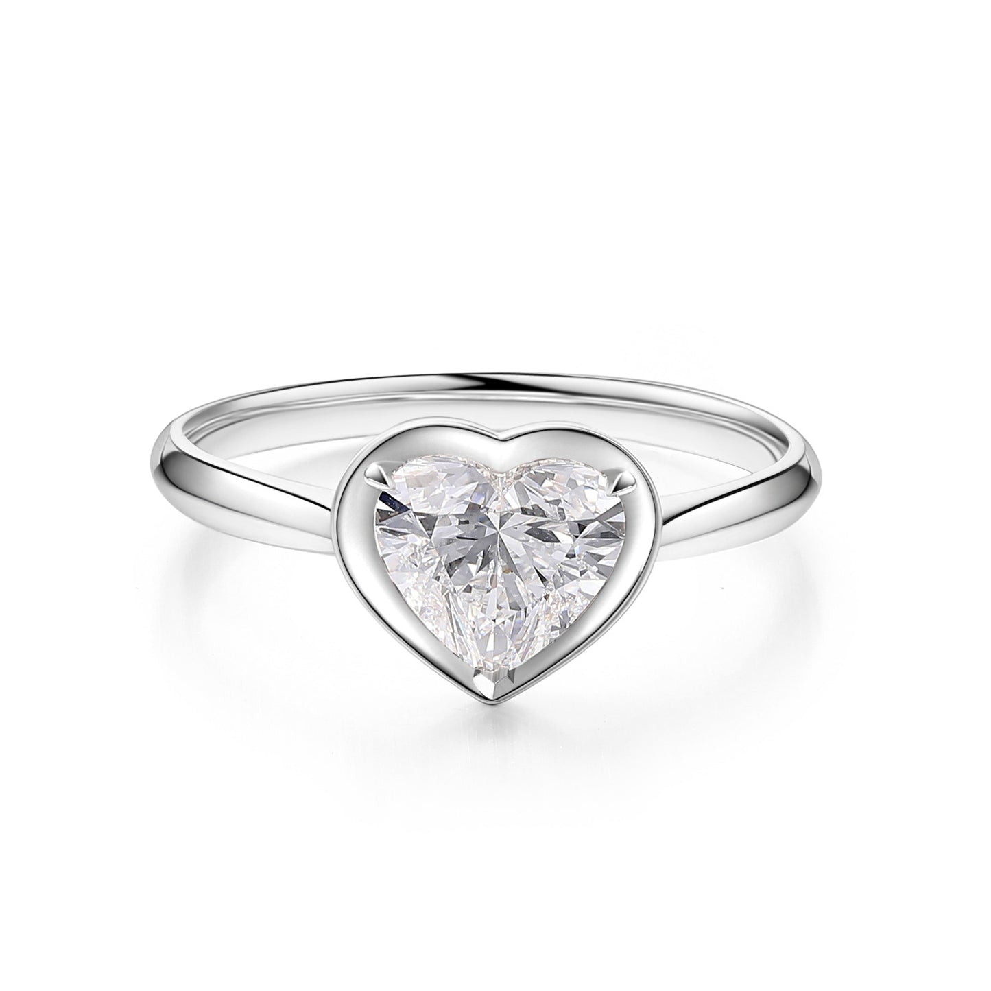 ins Heart-shaped18k Gold Inlaid Cultivated Diamond Ring k Gold Engagement Ring Single Diamond1Carat Genuine Diamond White Gold Ring