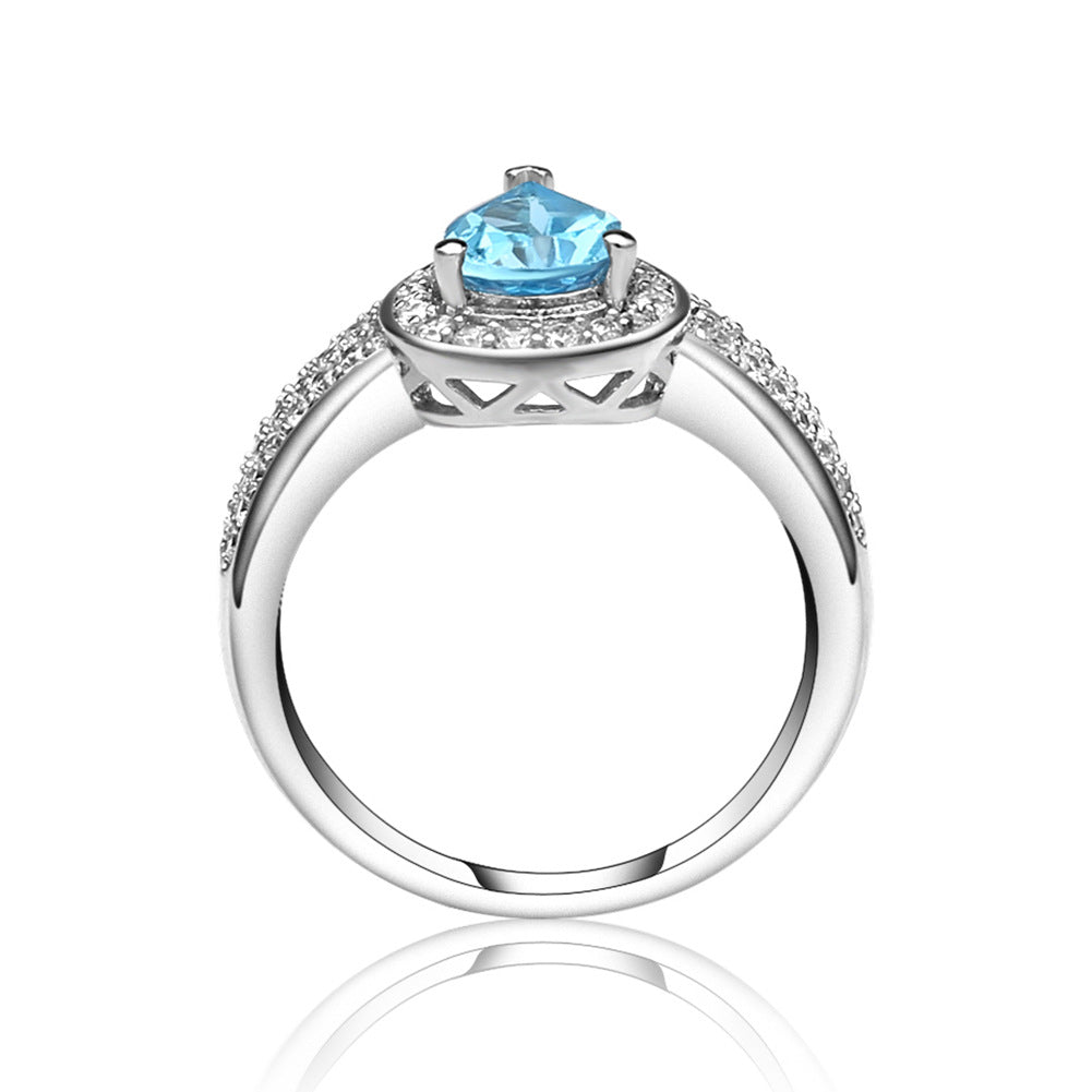 S925Sterling Silver Ring for Men and Women, Internet Celebrity High-End Jewelry, Sapphire Topaz Ring