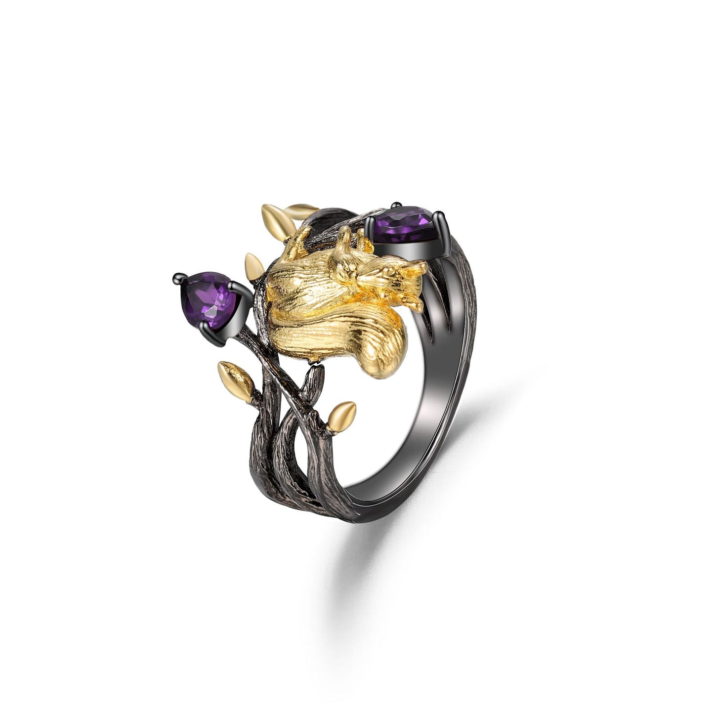 Natural Crystal Translucent Garnet Ring925Sterling Silver Squirrel Niche High-end Jewelry ins High-Quality Ring