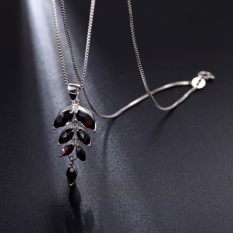 Fashionable Design Stone Necklace Pendant Niche925Sterling Silver Inlaid with Natural Gemstones and Cross Chain Pendant Necklace