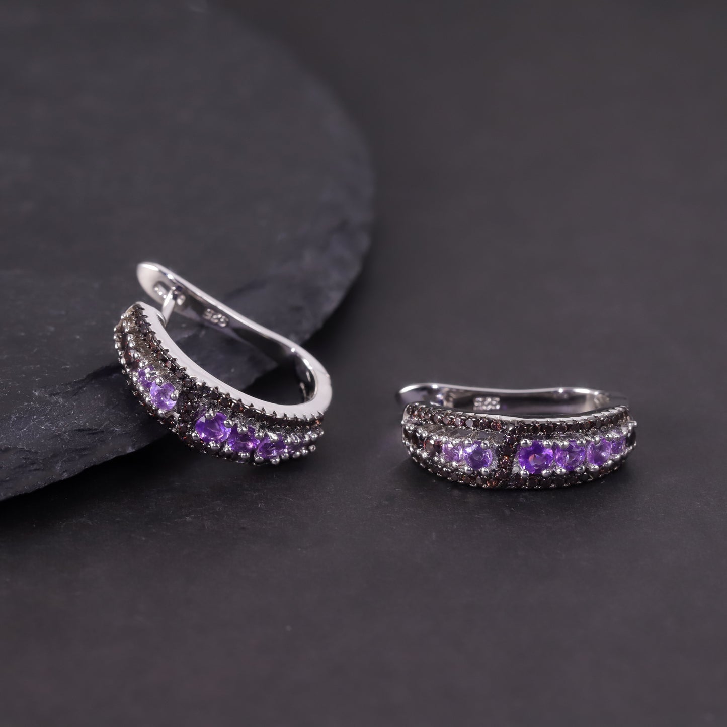 Foreign Trade Colorful Gemstone Earrings s925Sterling Silver Inlaid Crystal Topaz Earrings New Style for Women