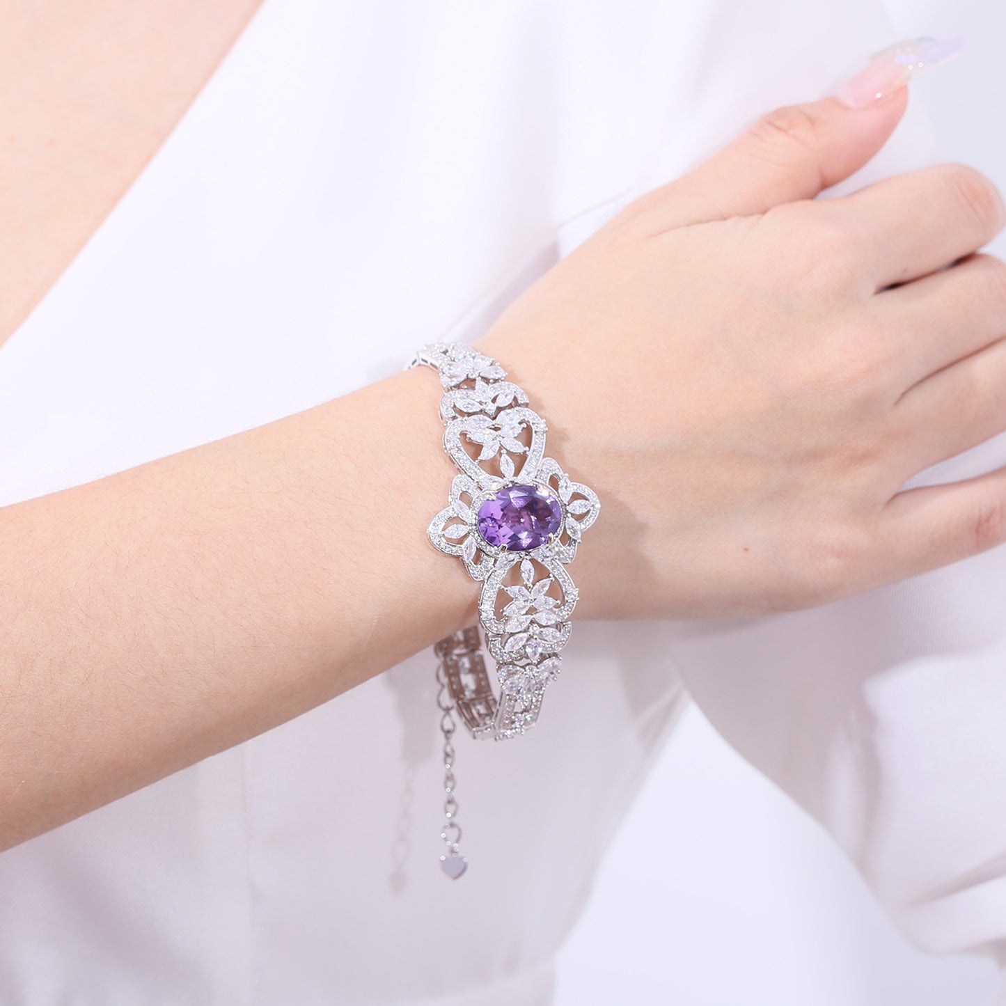 Natural Topaz Bracelet with Starlight Red and Blue Gemstones s925Sterling Silver Crystal Bracelet Luxury