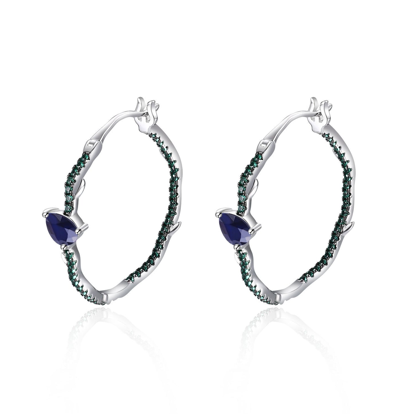 Thorn Bud Designer High-end Earrings s925Sterling Silver Inlaid Natural Gemstone Amethyst Stud Earrings Thin