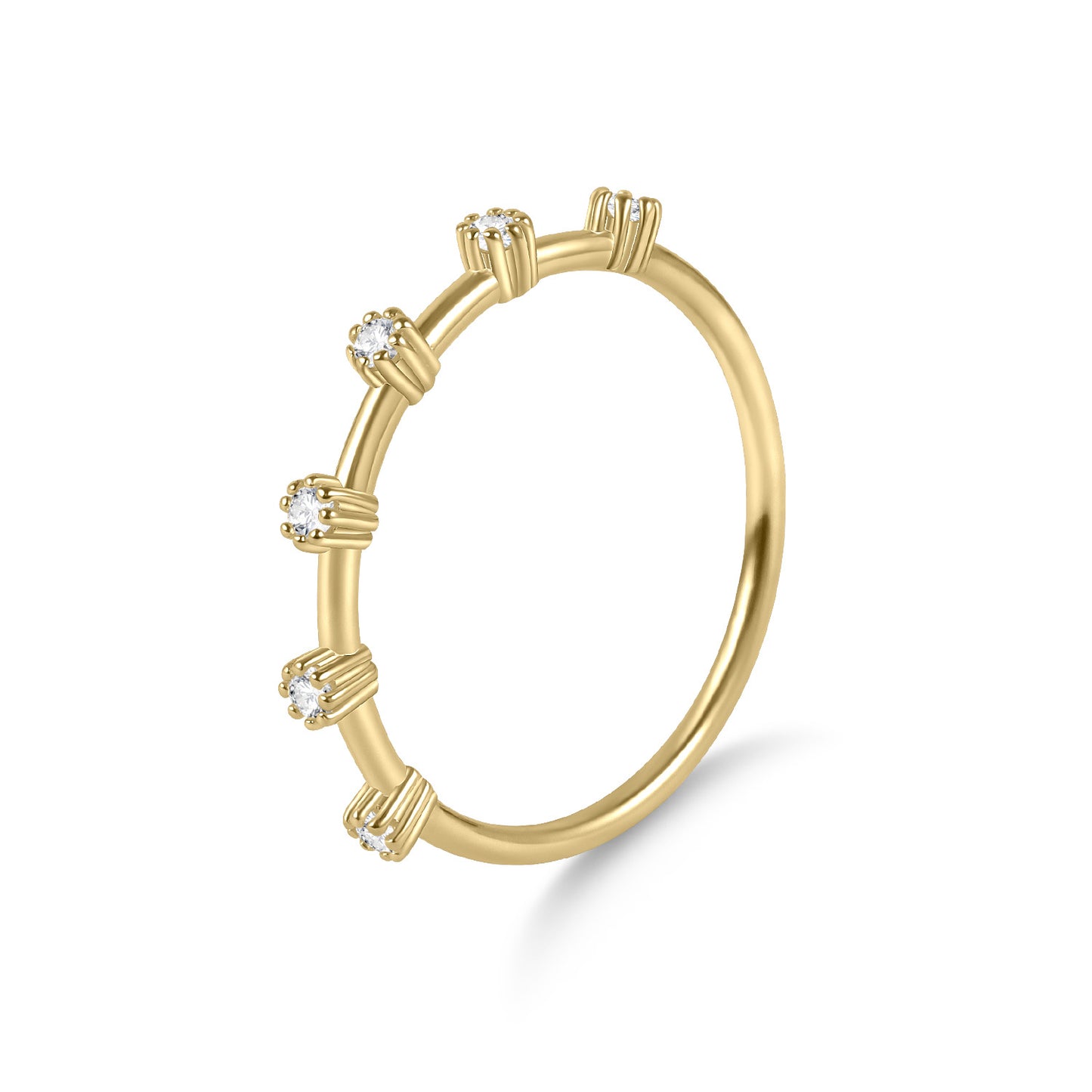 Original Design s925Sterling Silver Moissanite Ring Thin Gold Dawn Series Small Ring Crushed Diamond Ring