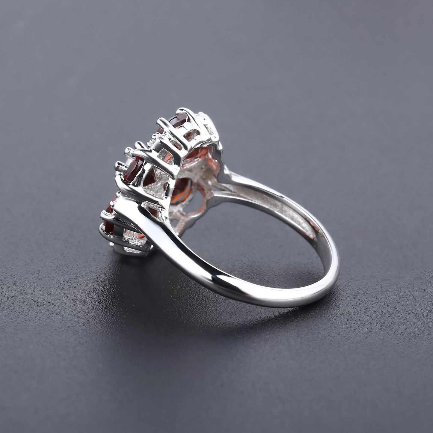 Natural Gemstone Red Garnet Ring Light luxury design sense s925Sterling Silver Inlaid Colorful Gemstone Ring