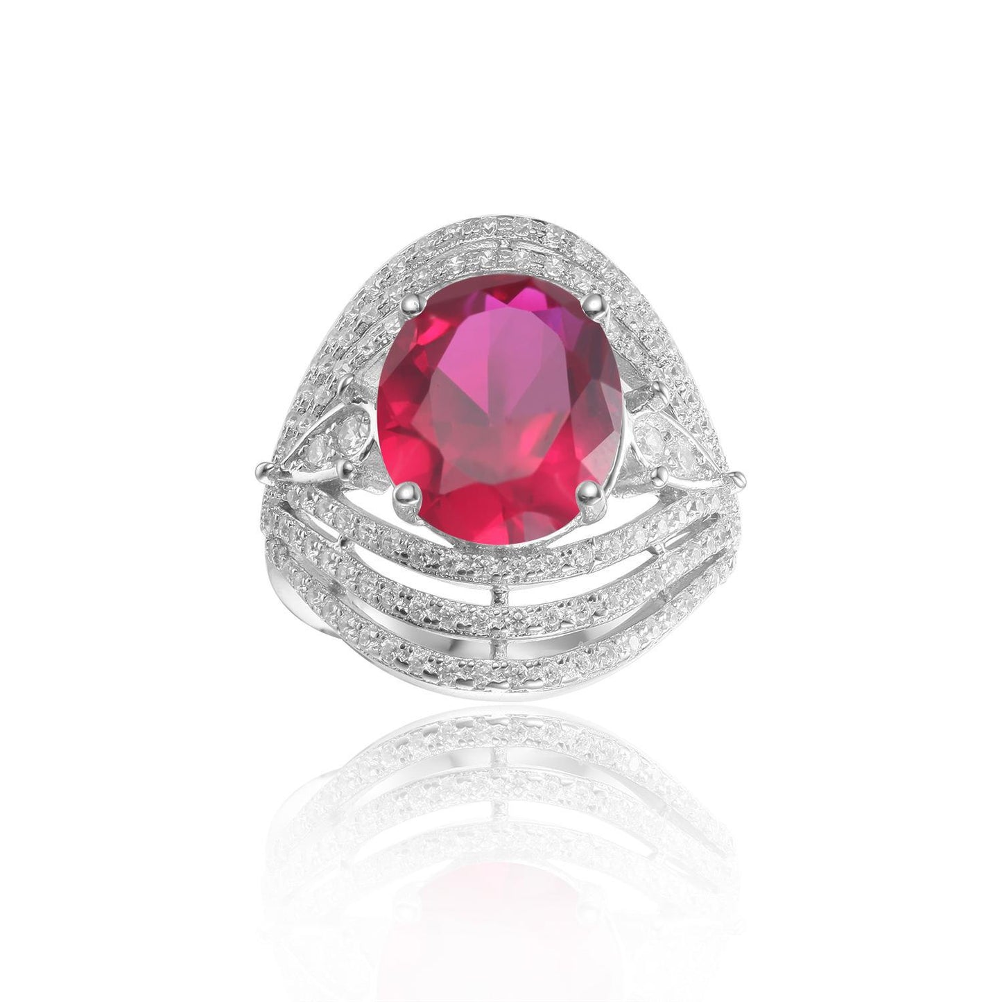 Luxurious Retro Style Colorful Crystal Ring with a Sense of Design and Fashionable Elegance s925Silver Inlaid Gemstone Ring