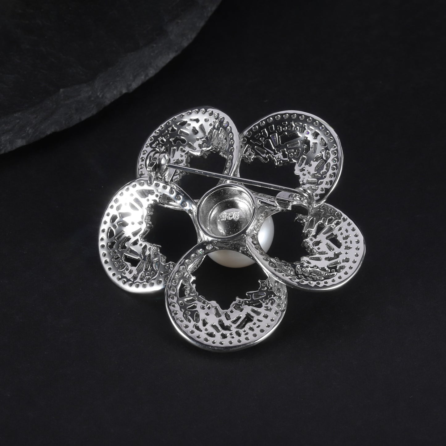 New13mm Natural Freshwater Pearl Brooch Floral Design Luxurious High-End Feel S925Sterling Silver Gemstone Brooch