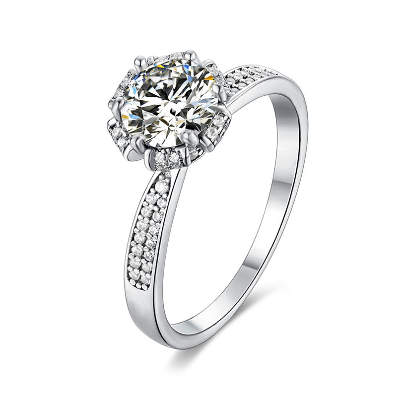 New Straight Arm Wishing Pool Moissanite Ring for Women, Light Luxury with Diamonds S925Sterling Silver1Carat Moissanite Ring