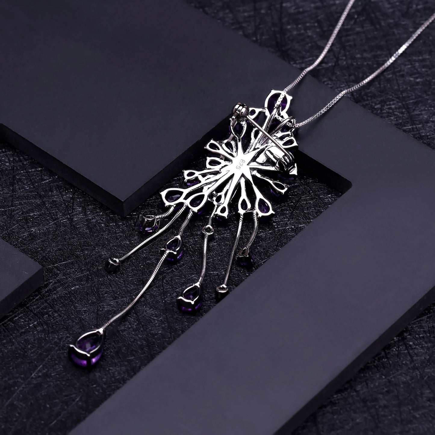Designer Natural Amethyst Necklace Starry Sky Brilliance High-end Jewelry s925Silver Brooch Pendant