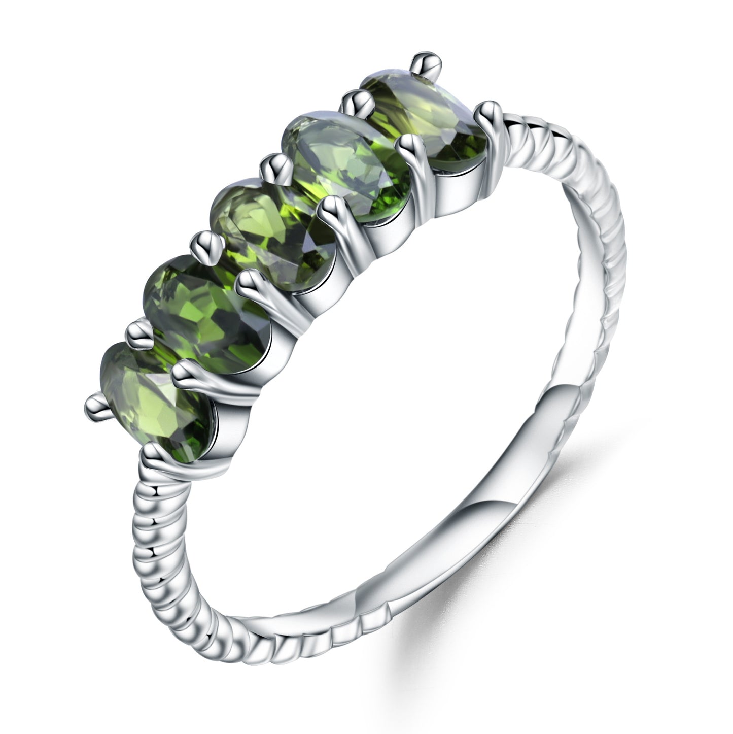 Luxurious Natural Translucent Stone Ring Fashion Temperament s925Silver Inlaid Gemstone Natural Color Gemstone Ring