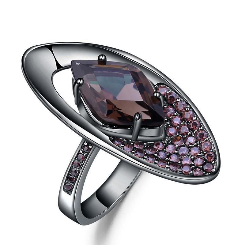 Italian Craft Designer Ring Vintage Jewelry925Silver Inlaid Natural Gemstone Yellow Crystal Ring