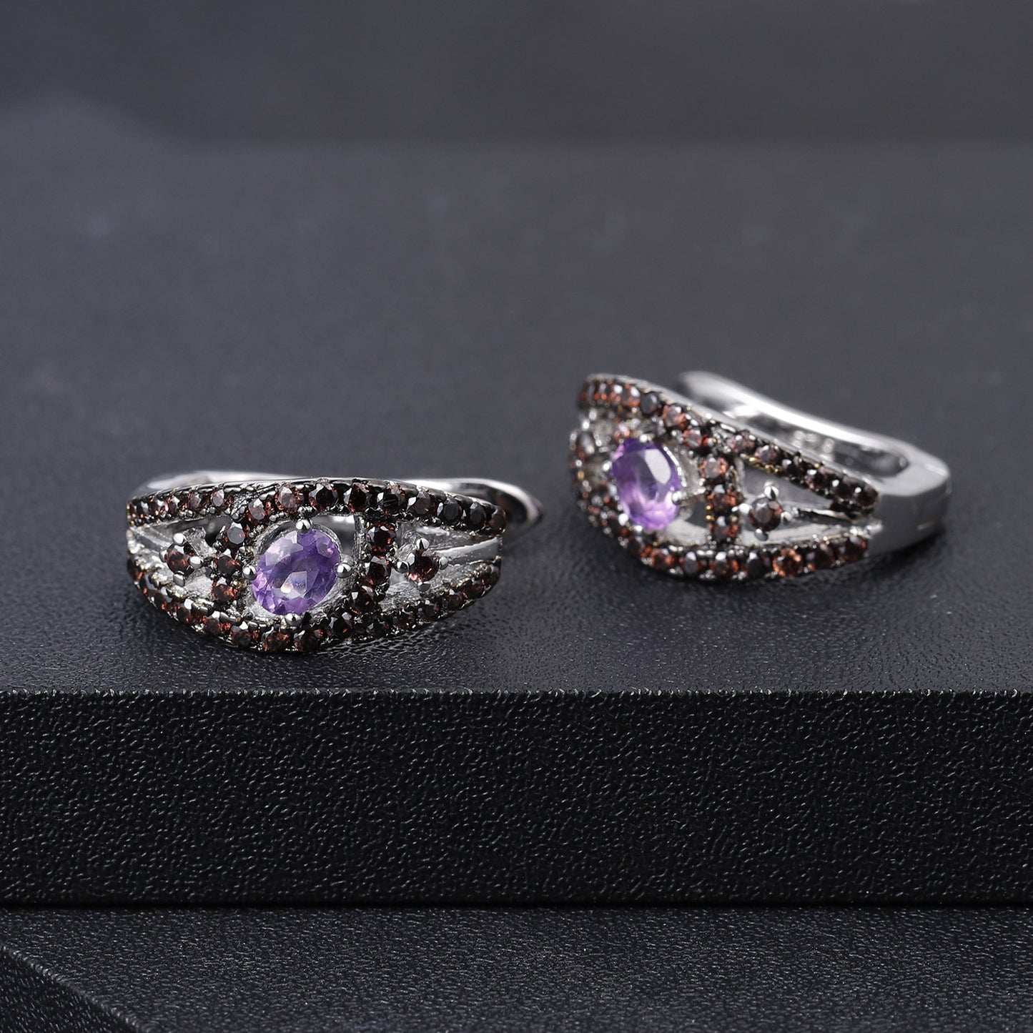 Luxurious and High-end Natural Amethyst Earrings from the Prosperous Series925Silver Inlaid Gemstone Stud Earrings