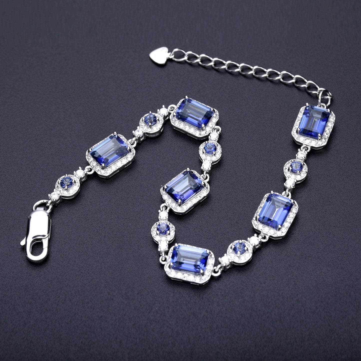 Luxurious Design Sense Jewelry Accessories Gemstone Bracelet Personality s925Sterling Silver Inlaid Colorful Crystal Bracelet