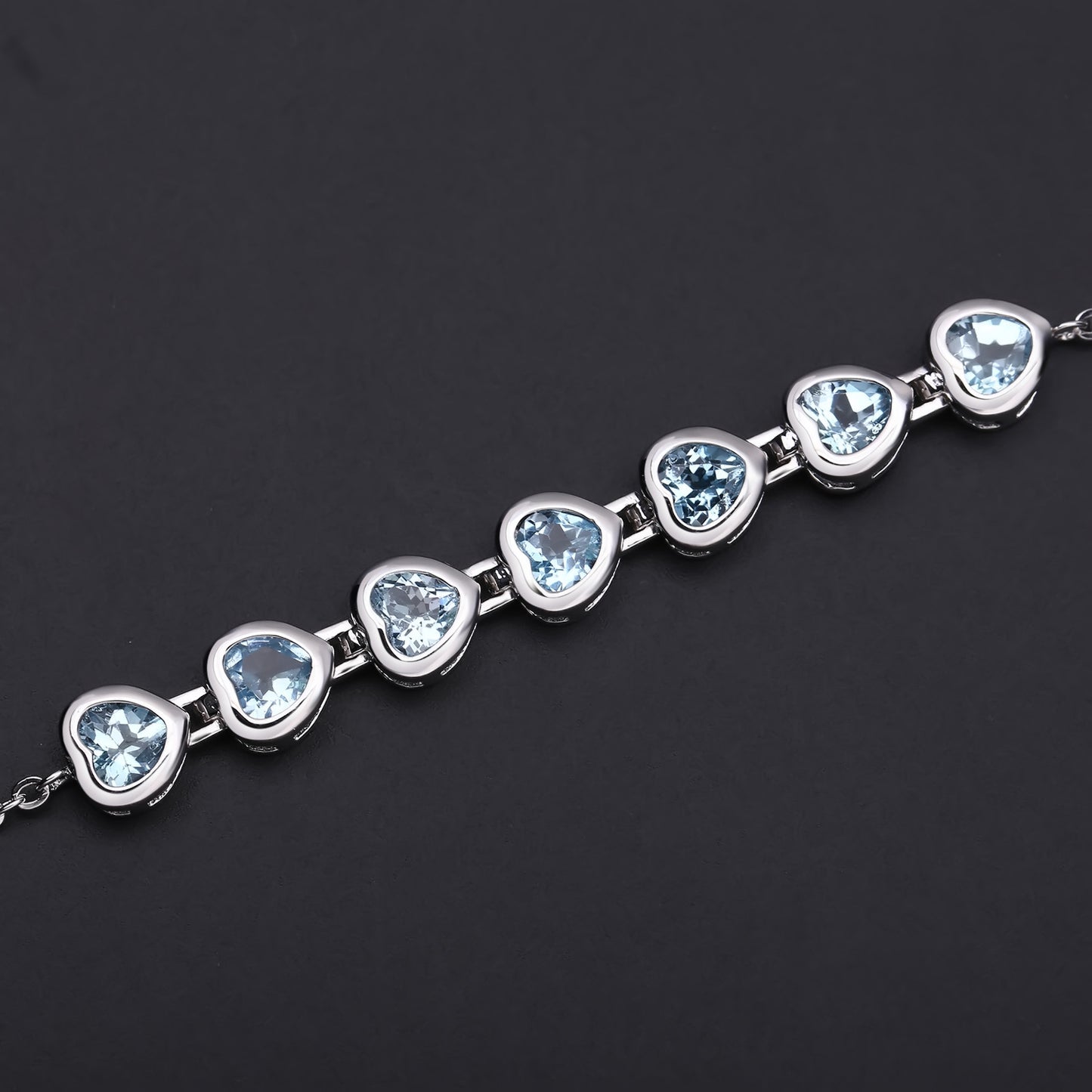 Natural Topaz Heart Bracelet Female Princess Temperament s925Silver Inlaid Natural Gemstone Heart Bracelet