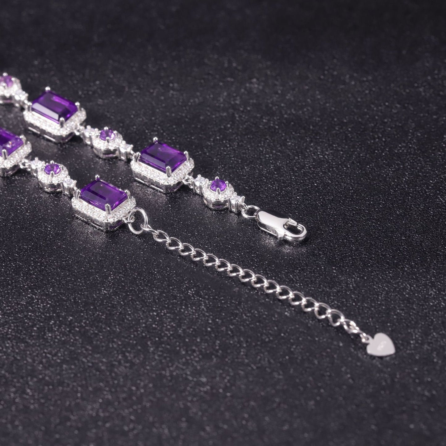 Design Sense Luxurious Natural Amethyst Bracelet1.9Unique Personality s925Sterling Silver Gemstone Bracelet