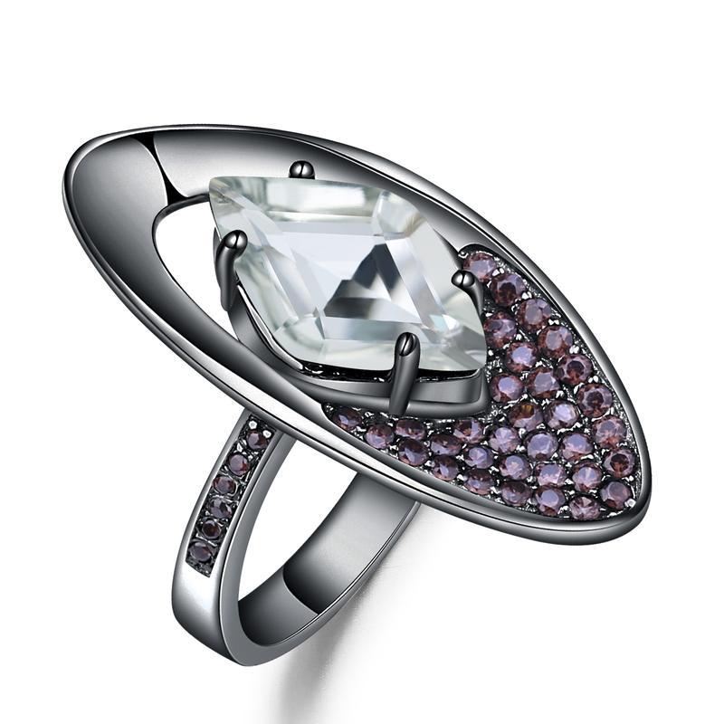 Italian Craft Designer Ring Vintage Jewelry925Silver Inlaid Natural Gemstone Yellow Crystal Ring