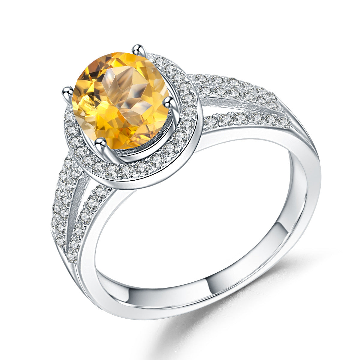 Luxurious Vintage Natural Yellow Crystal Ring for Women Fashionable and Unique s925Silver Inlaid Gemstone Sapphire Ring