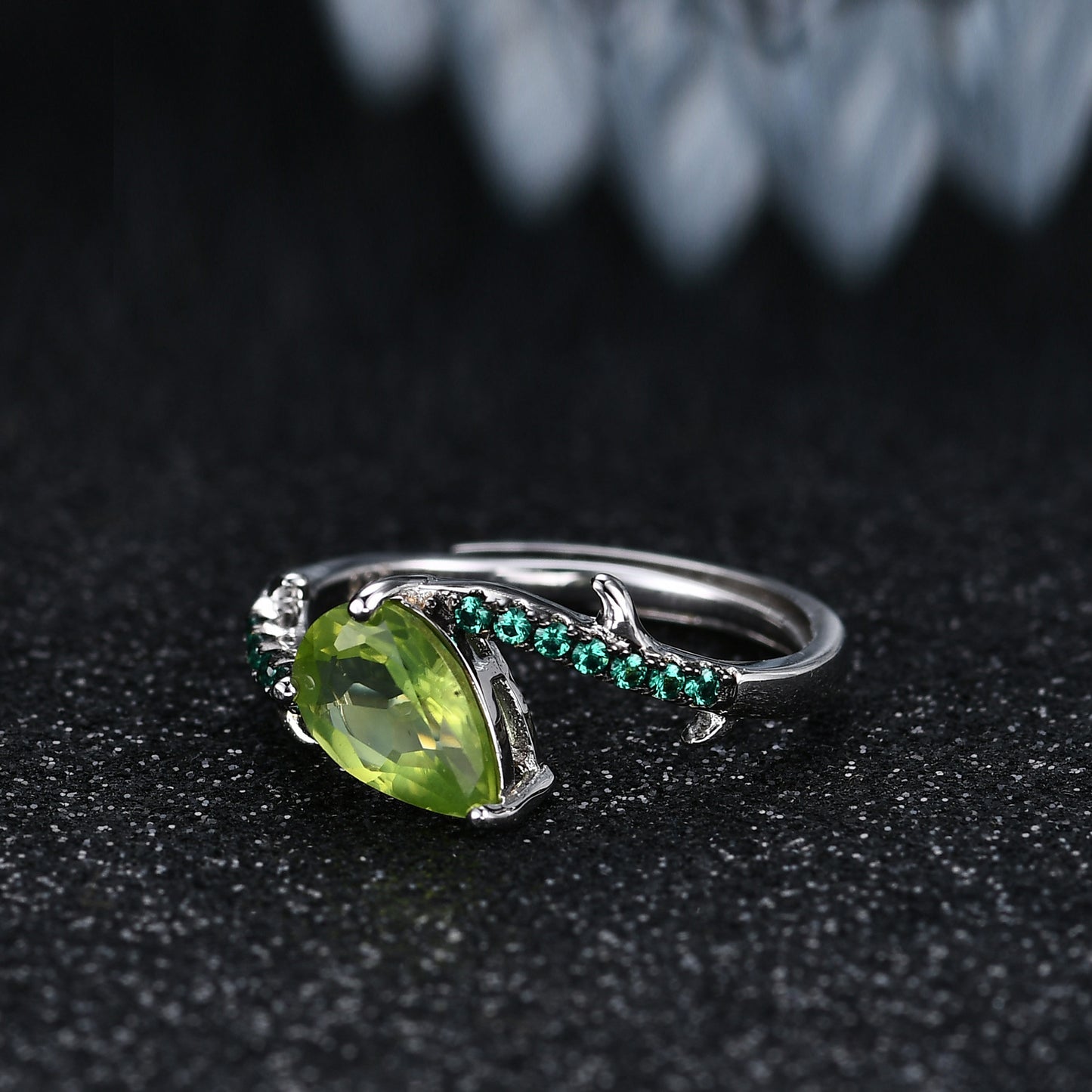 Natural Style Plant Sapphire Set Natural Peridot s925Sterling Silver Ring Earrings Amethyst Jewelry Set