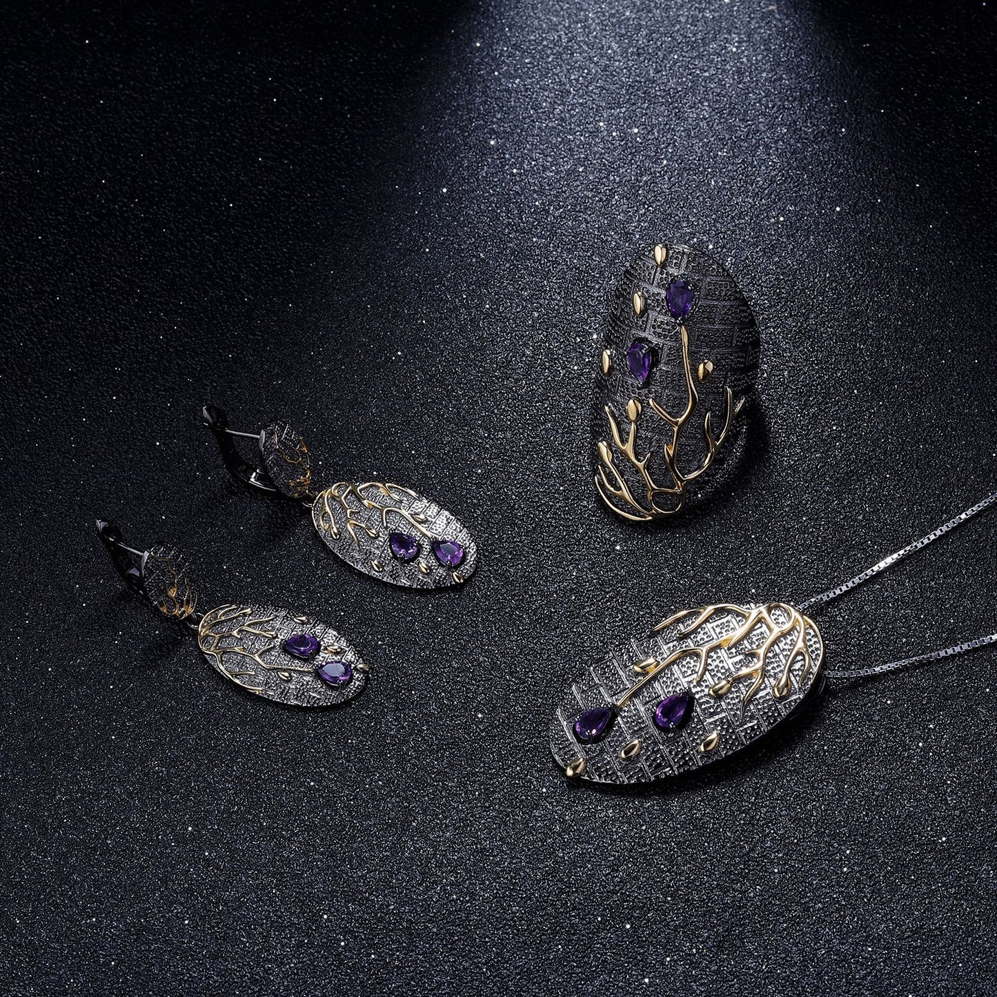 Colorful Designer Pendant with Advanced Georgia Style s925Sterling Silver Natural Amethyst Necklace Pendant