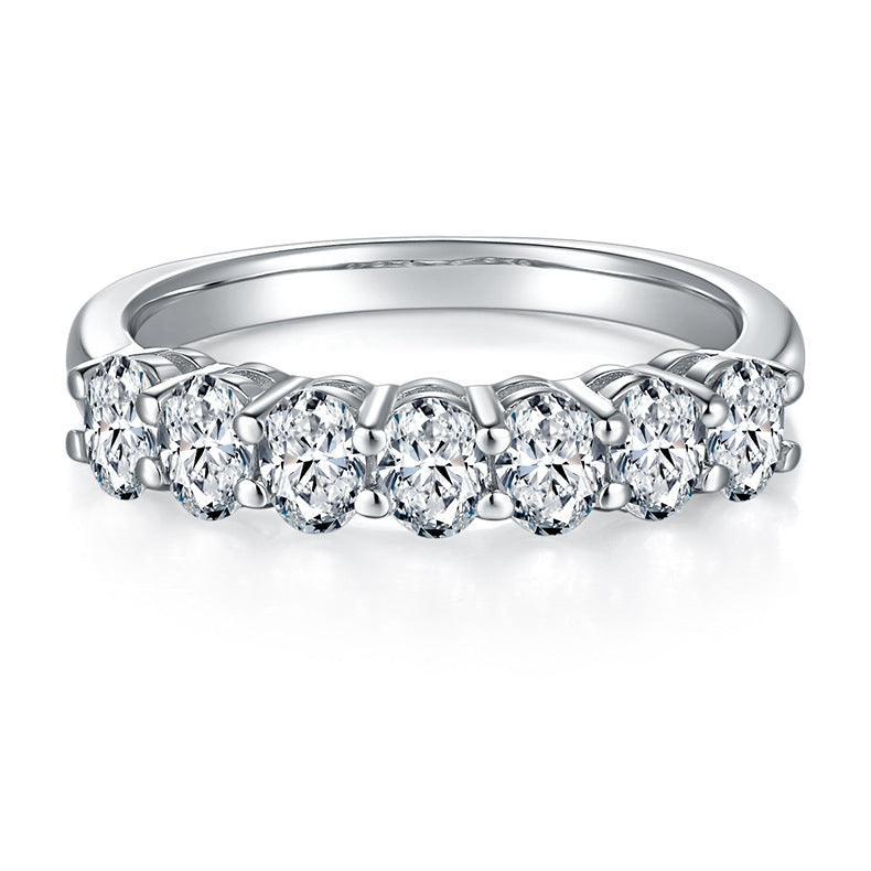 Unique Index Finger Ring s925Sterling Silver Plated18k Gold Inlaid Moissanite Ring Oval Egg Shape Moissanite Ring