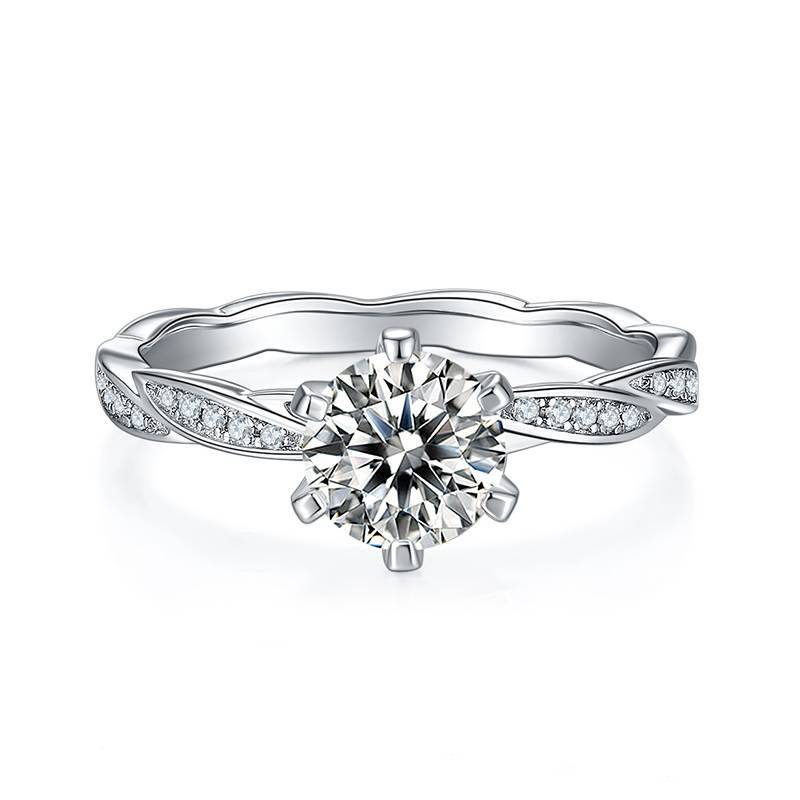 1Carat Moissanite Ring Korean Style ins Smooth Body9/10/14/18k White Gold Rose Gold Yellow Gold Ring