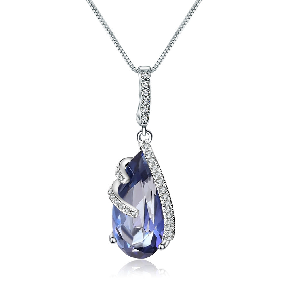 Luxurious Design Gemstone Pure Silver Pendant Necklace with Unique Style s925Silver Inlaid Crystal Necklace Pendant