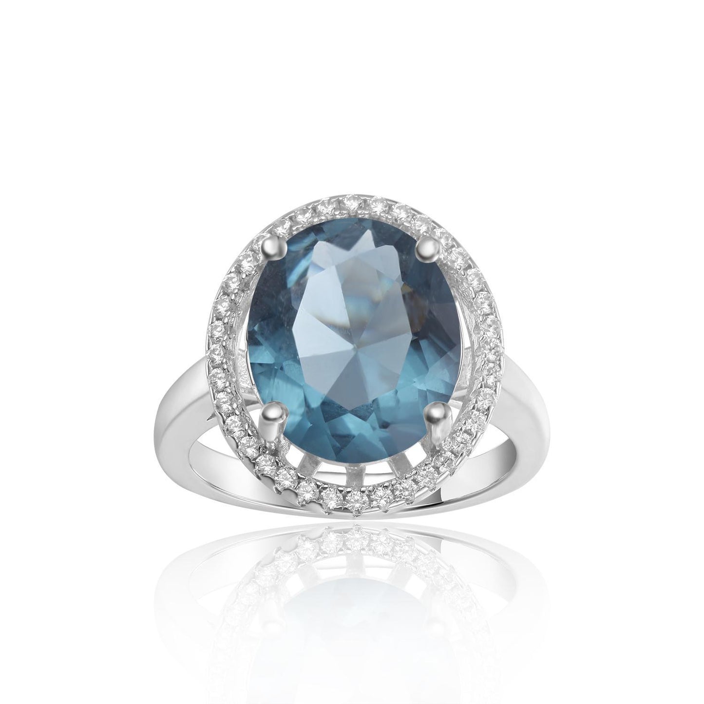 Luxurious Large Size Gemstone Dinner Ring Vintage Fashionable Elegance925Silver Inlaid Colorful Crystal Ring
