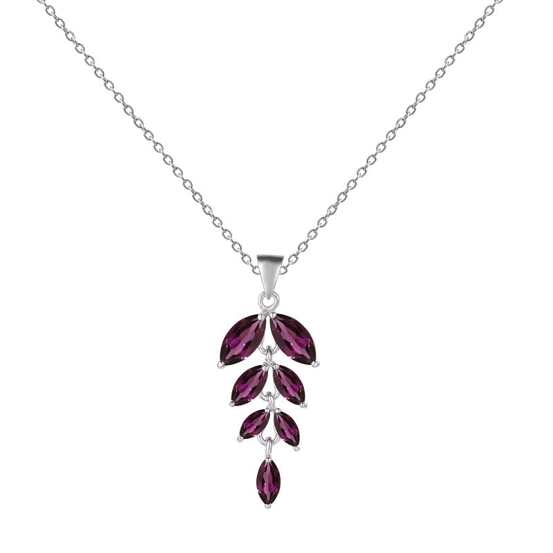 Fashionable Design Stone Necklace Pendant Niche925Sterling Silver Inlaid with Natural Gemstones and Cross Chain Pendant Necklace