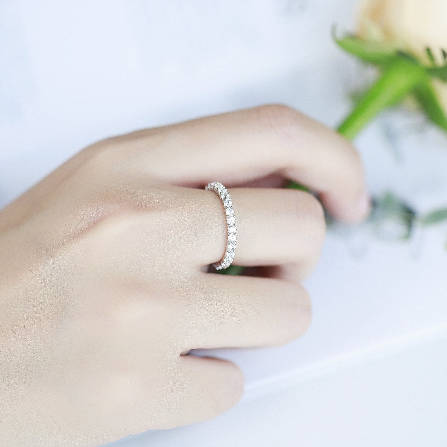 Whole Body9/10/14/18k Platinum Rose Gold Yellow Gold D Colorful Moissanite Stackable Rings Simple High-End Feel Rings