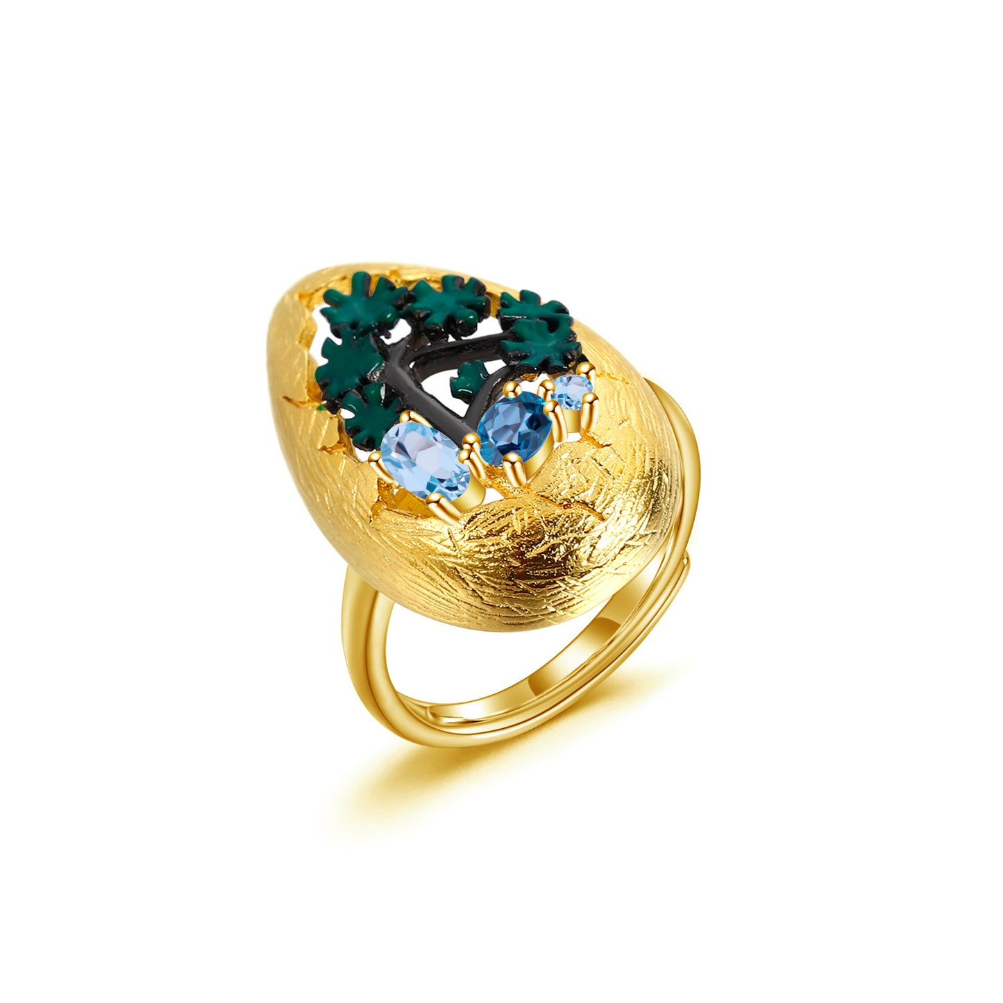 Designer Style High-End Personality Adjustable Ring Natural Style Design s925Silver Natural Yellow Crystal Ring