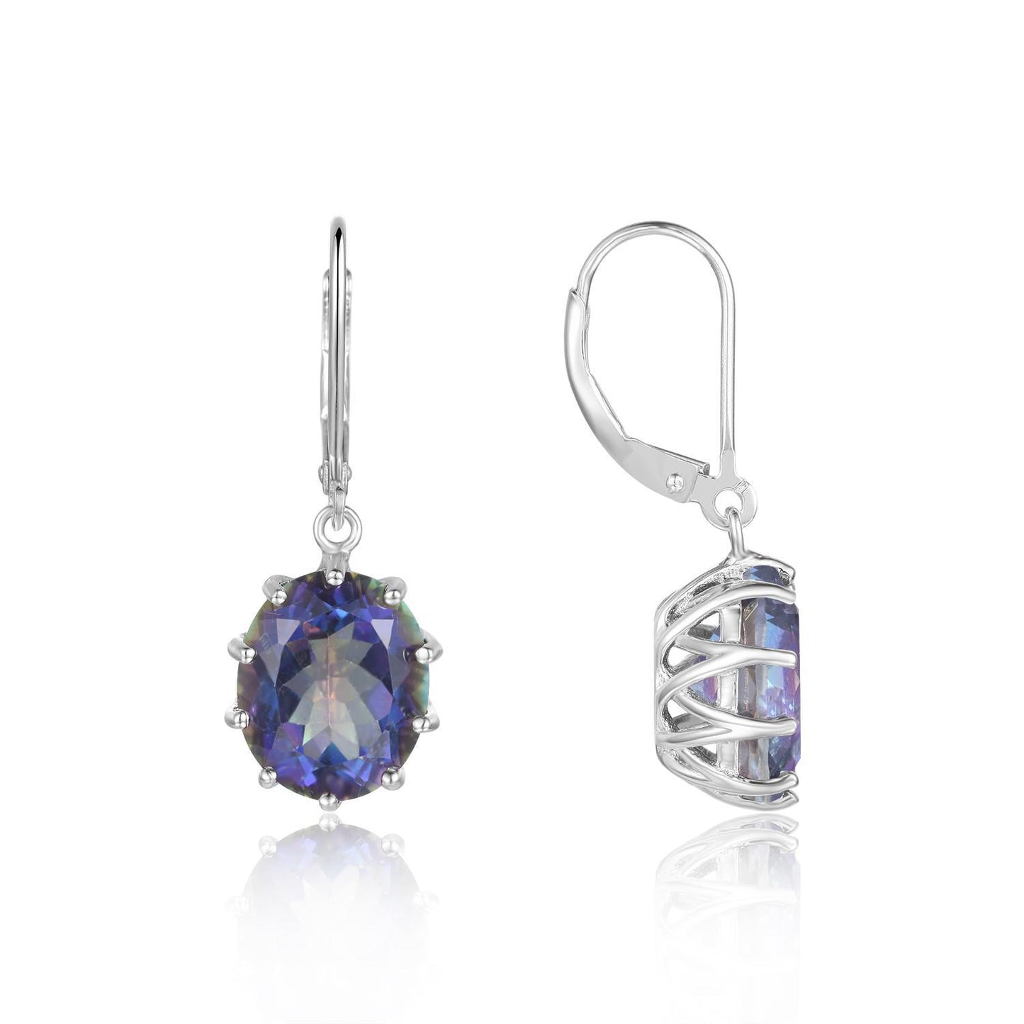 Factory Direct Supply Fashion Gemstone Earrings Simple s925Silver Inlaid Colorful Crystal Cultivated Red Gemstone Earrings