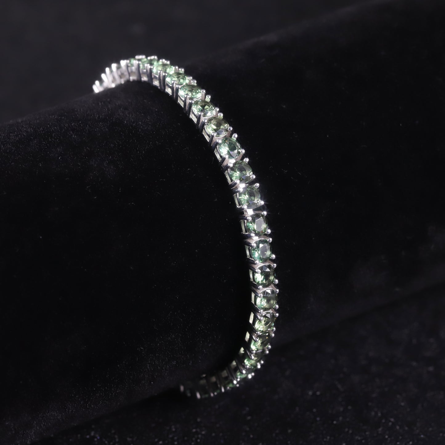 Luxurious Green Gemstone Bracelet3/4/5mm Tennis Chain s925Sterling Silver Inlaid Cultivated Green Spinel Bracelet for Women