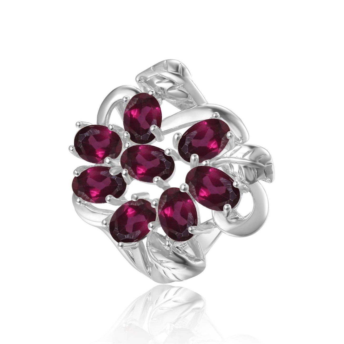 Floral Natural Topaz Garnet Ring Personality s925Silver Translucent Diaspore Gemstone Ring Hot Sale